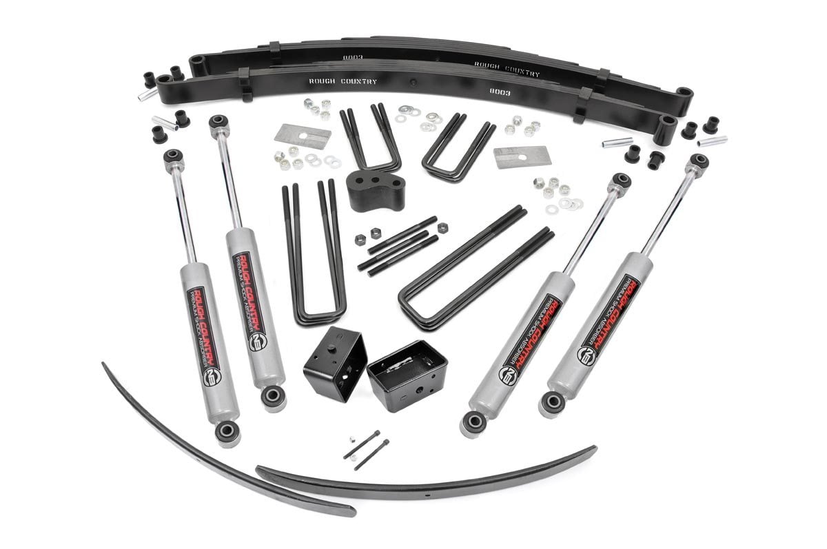Plymouth Trailduster Suspension Lift Kit - Rough Country - 4 Inch Lift with Rear Blocks - '78-'81